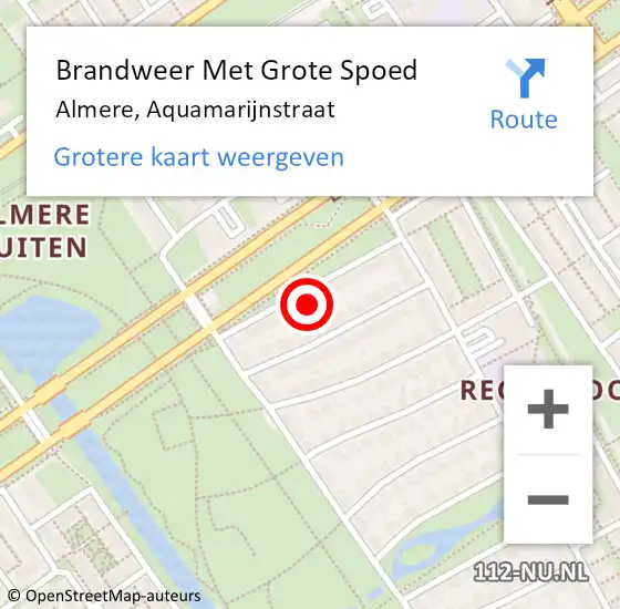 Locatie op kaart van de 112 melding: Brandweer Met Grote Spoed Naar Almere, Aquamarijnstraat op 7 september 2023 18:13