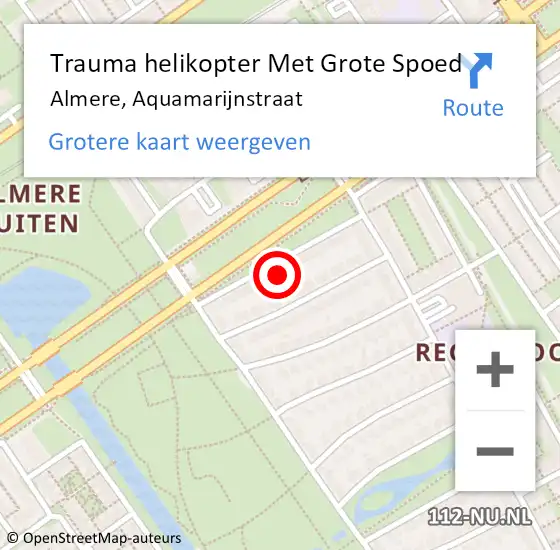Locatie op kaart van de 112 melding: Trauma helikopter Met Grote Spoed Naar Almere, Aquamarijnstraat op 7 september 2023 18:15