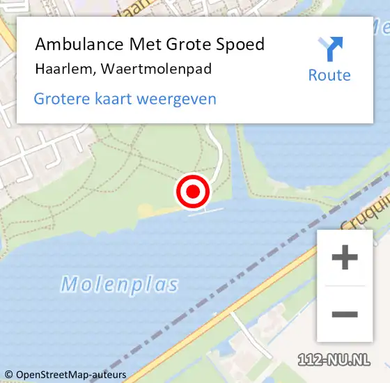 Locatie op kaart van de 112 melding: Ambulance Met Grote Spoed Naar Haarlem, Waertmolenpad op 7 september 2023 18:33