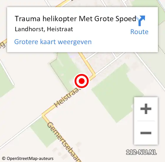 Locatie op kaart van de 112 melding: Trauma helikopter Met Grote Spoed Naar Landhorst, Heistraat op 7 september 2023 18:39