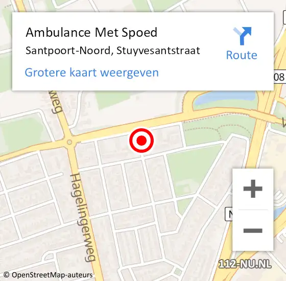 Locatie op kaart van de 112 melding: Ambulance Met Spoed Naar Santpoort-Noord, Stuyvesantstraat op 7 september 2023 18:48