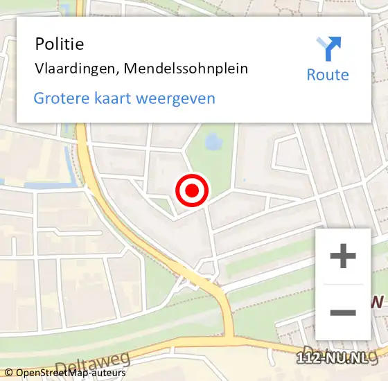 Locatie op kaart van de 112 melding: Politie Vlaardingen, Mendelssohnplein op 7 september 2023 19:54