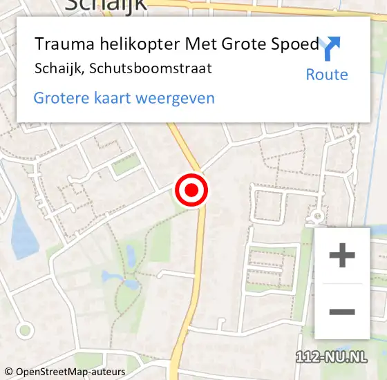 Locatie op kaart van de 112 melding: Trauma helikopter Met Grote Spoed Naar Schaijk, Schutsboomstraat op 7 september 2023 20:00