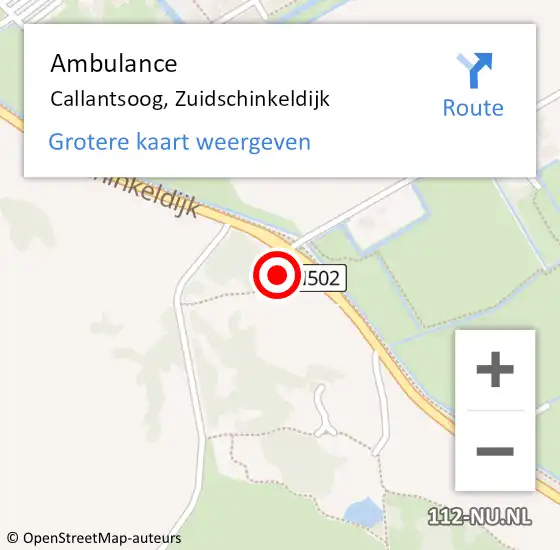 Locatie op kaart van de 112 melding: Ambulance Callantsoog, Zuidschinkeldijk op 7 september 2023 20:14