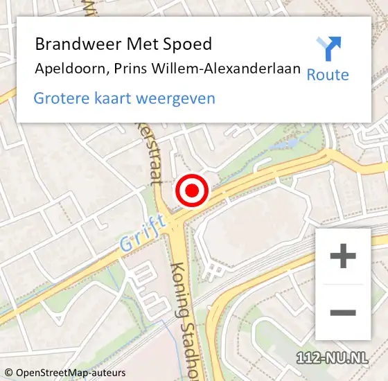 Locatie op kaart van de 112 melding: Brandweer Met Spoed Naar Apeldoorn, Prins Willem-Alexanderlaan op 7 september 2023 22:44
