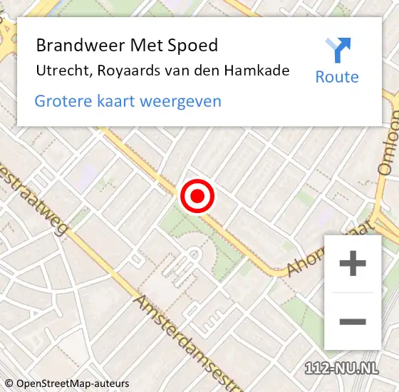 Locatie op kaart van de 112 melding: Brandweer Met Spoed Naar Utrecht, Royaards van den Hamkade op 7 september 2023 22:59