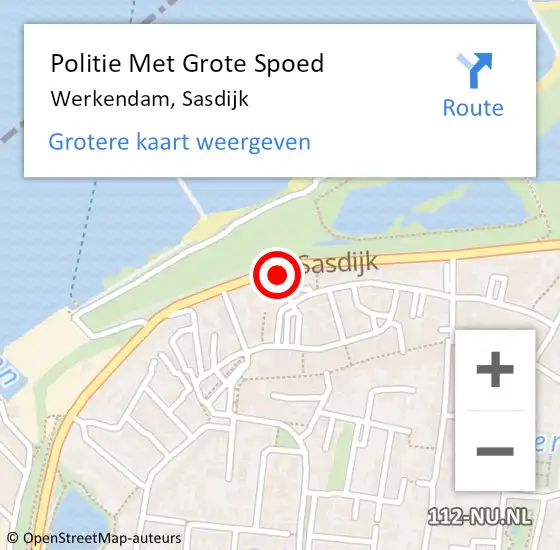Locatie op kaart van de 112 melding: Politie Met Grote Spoed Naar Werkendam, Sasdijk op 7 september 2023 23:54