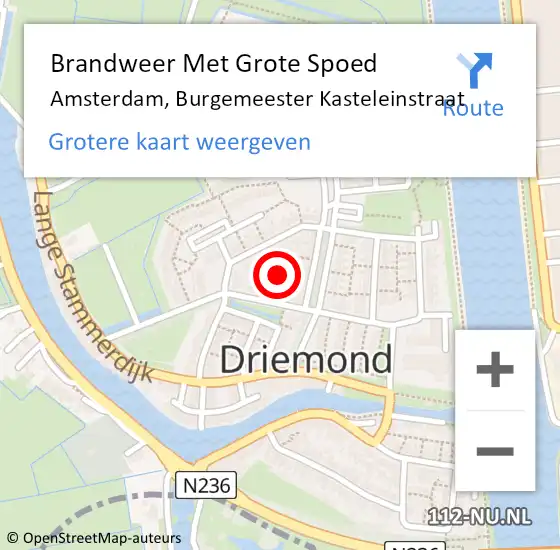 Locatie op kaart van de 112 melding: Brandweer Met Grote Spoed Naar Amsterdam, Burgemeester Kasteleinstraat op 8 september 2023 01:27