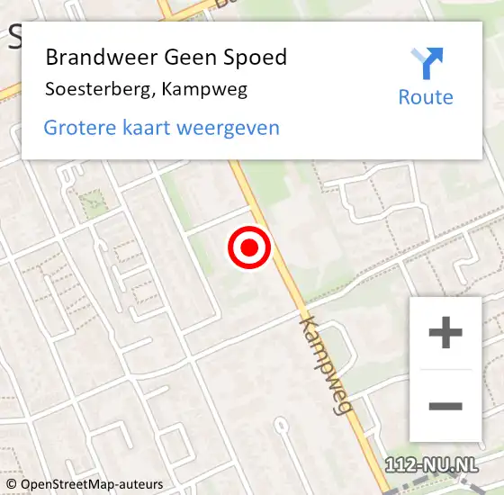 Locatie op kaart van de 112 melding: Brandweer Geen Spoed Naar Soesterberg, Kampweg op 8 september 2023 01:35