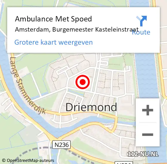 Locatie op kaart van de 112 melding: Ambulance Met Spoed Naar Amsterdam, Burgemeester Kasteleinstraat op 8 september 2023 02:09