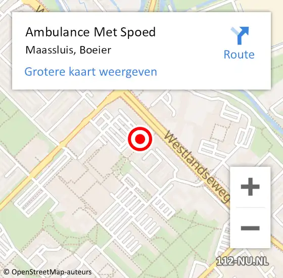 Locatie op kaart van de 112 melding: Ambulance Met Spoed Naar Maassluis, Boeier op 8 september 2023 02:25