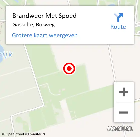 Locatie op kaart van de 112 melding: Brandweer Met Spoed Naar Gasselte, Bosweg op 8 september 2023 04:26
