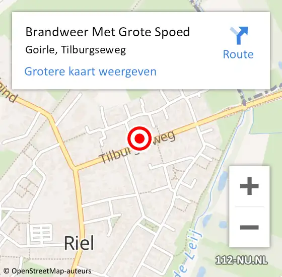 Locatie op kaart van de 112 melding: Brandweer Met Grote Spoed Naar Goirle, Tilburgseweg op 8 september 2023 04:37