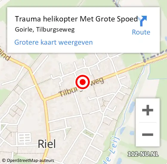 Locatie op kaart van de 112 melding: Trauma helikopter Met Grote Spoed Naar Goirle, Tilburgseweg op 8 september 2023 04:49