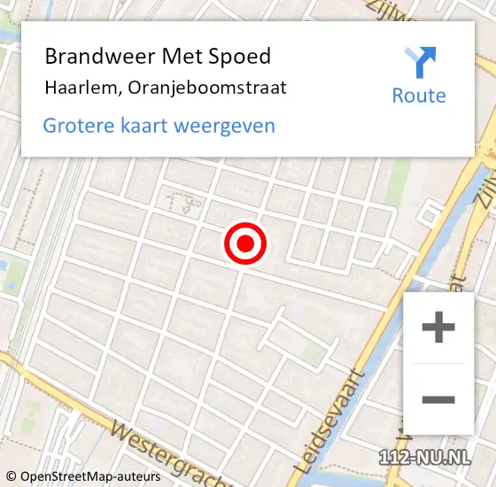 Locatie op kaart van de 112 melding: Brandweer Met Spoed Naar Haarlem, Oranjeboomstraat op 8 september 2023 07:55