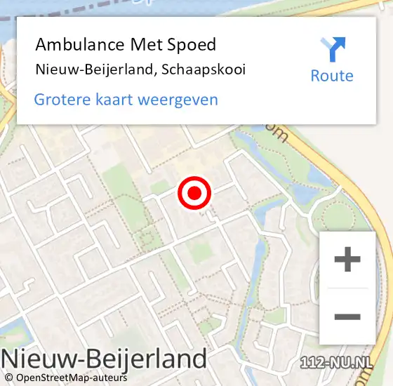 Locatie op kaart van de 112 melding: Ambulance Met Spoed Naar Nieuw-Beijerland, Schaapskooi op 8 september 2023 08:33