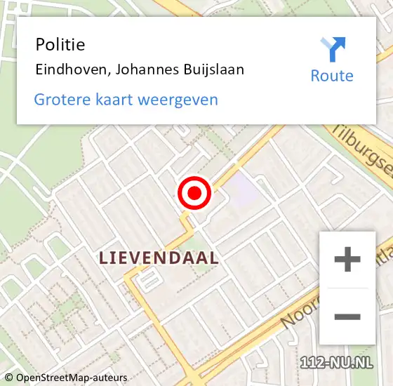 Locatie op kaart van de 112 melding: Politie Eindhoven, Johannes Buijslaan op 8 september 2023 08:56