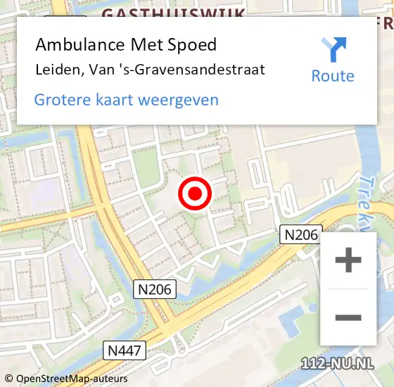 Locatie op kaart van de 112 melding: Ambulance Met Spoed Naar Leiden, Van 's-Gravensandestraat op 8 september 2023 09:55