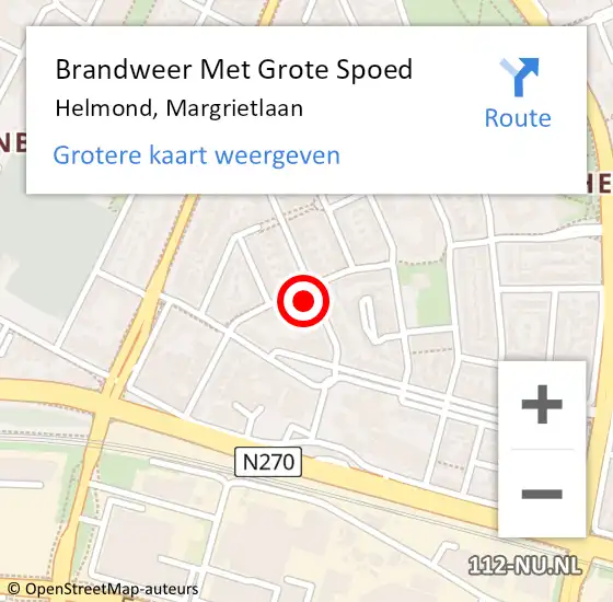 Locatie op kaart van de 112 melding: Brandweer Met Grote Spoed Naar Helmond, Margrietlaan op 8 september 2023 09:57