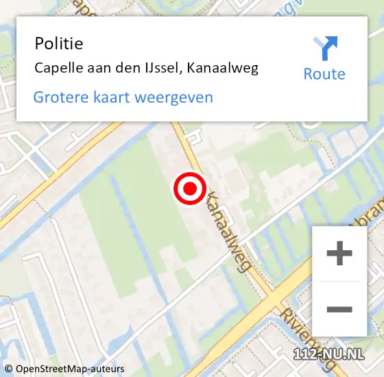 Locatie op kaart van de 112 melding: Politie Capelle aan den IJssel, Kanaalweg op 8 september 2023 10:15