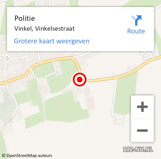 Locatie op kaart van de 112 melding: Politie Vinkel, Vinkelsestraat op 8 september 2023 10:41