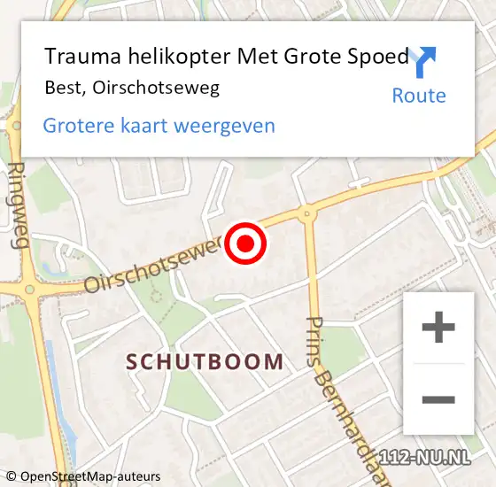 Locatie op kaart van de 112 melding: Trauma helikopter Met Grote Spoed Naar Best, Oirschotseweg op 8 september 2023 11:21