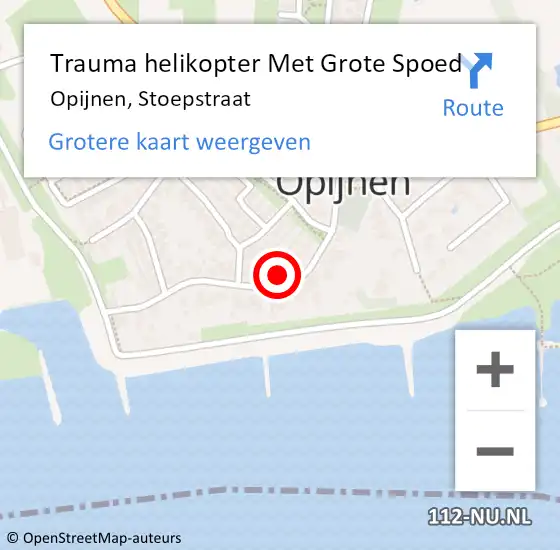 Locatie op kaart van de 112 melding: Trauma helikopter Met Grote Spoed Naar Opijnen, Stoepstraat op 8 september 2023 13:16