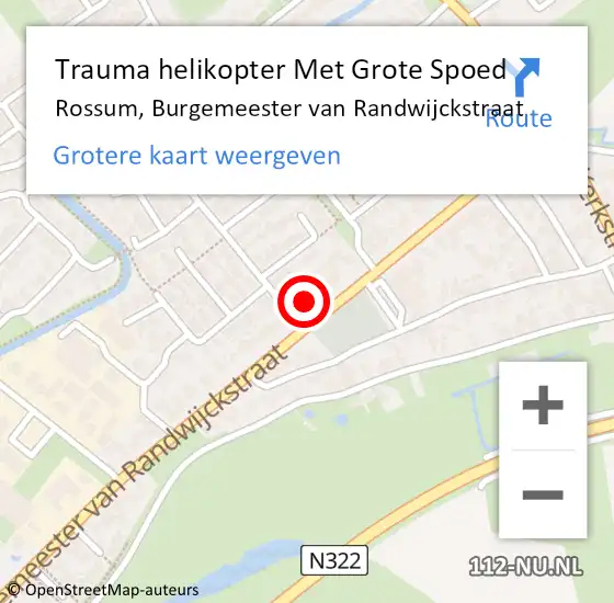 Locatie op kaart van de 112 melding: Trauma helikopter Met Grote Spoed Naar Rossum, Burgemeester van Randwijckstraat op 8 september 2023 13:31
