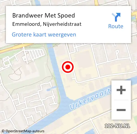 Locatie op kaart van de 112 melding: Brandweer Met Spoed Naar Emmeloord, Nijverheidstraat op 8 september 2023 13:35