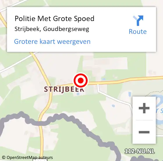 Locatie op kaart van de 112 melding: Politie Met Grote Spoed Naar Strijbeek, Goudbergseweg op 8 september 2023 13:55