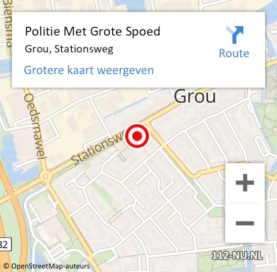 Locatie op kaart van de 112 melding: Politie Met Grote Spoed Naar Grou, Stationsweg op 8 september 2023 14:00