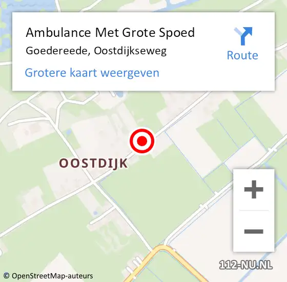 Locatie op kaart van de 112 melding: Ambulance Met Grote Spoed Naar Goedereede, Oostdijkseweg op 8 september 2023 14:25