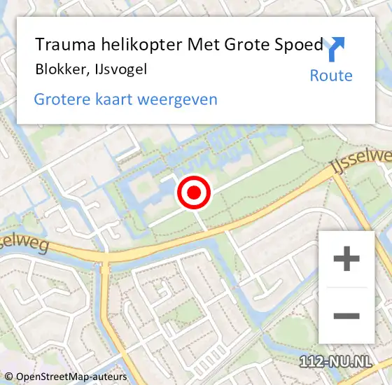 Locatie op kaart van de 112 melding: Trauma helikopter Met Grote Spoed Naar Blokker, IJsvogel op 8 september 2023 14:30