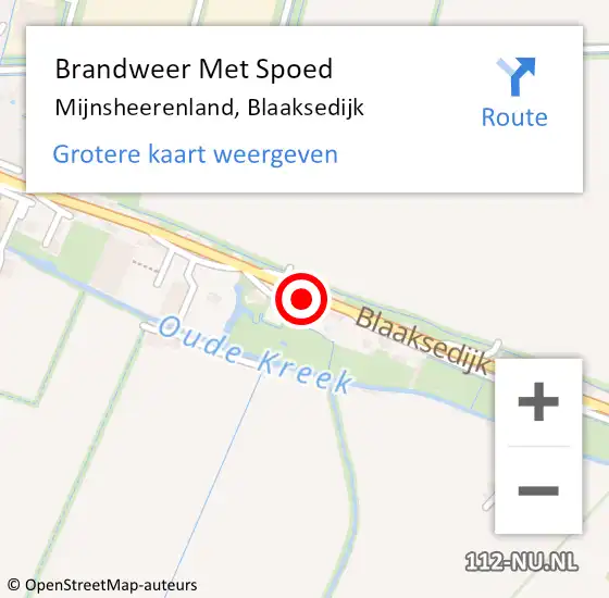 Locatie op kaart van de 112 melding: Brandweer Met Spoed Naar Mijnsheerenland, Blaaksedijk op 8 september 2023 14:36