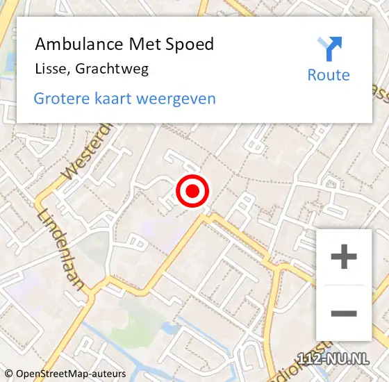 Locatie op kaart van de 112 melding: Ambulance Met Spoed Naar Lisse, Grachtweg op 8 september 2023 14:39