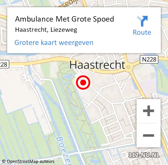 Locatie op kaart van de 112 melding: Ambulance Met Grote Spoed Naar Haastrecht, Liezeweg op 8 september 2023 15:19