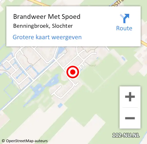 Locatie op kaart van de 112 melding: Brandweer Met Spoed Naar Benningbroek, Slochter op 8 september 2023 15:56