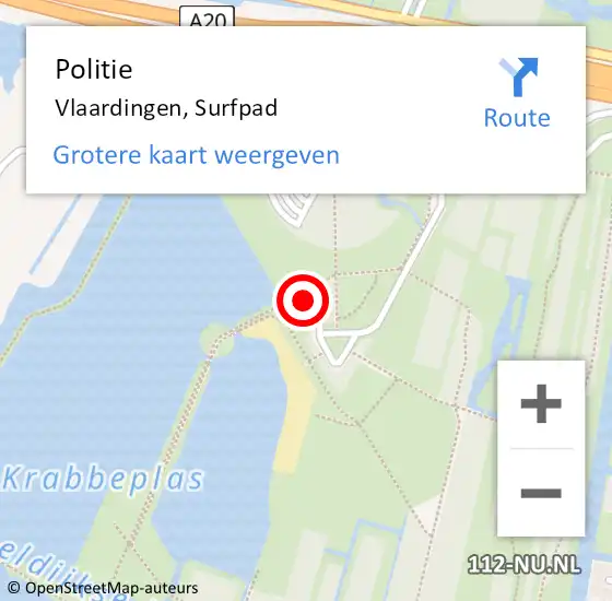 Locatie op kaart van de 112 melding: Politie Vlaardingen, Surfpad op 8 september 2023 16:15