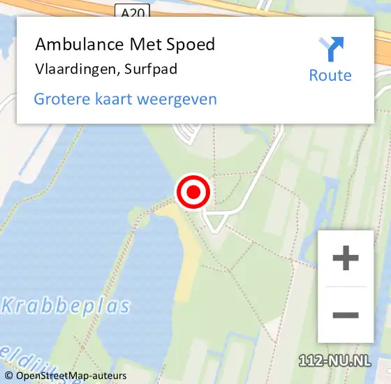 Locatie op kaart van de 112 melding: Ambulance Met Spoed Naar Vlaardingen, Surfpad op 8 september 2023 16:19