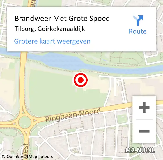 Locatie op kaart van de 112 melding: Brandweer Met Grote Spoed Naar Tilburg, Goirkekanaaldijk op 8 september 2023 17:01