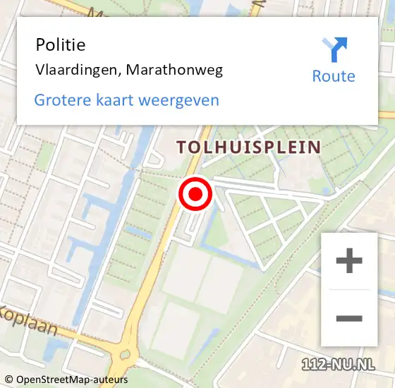 Locatie op kaart van de 112 melding: Politie Vlaardingen, Marathonweg op 8 september 2023 17:26