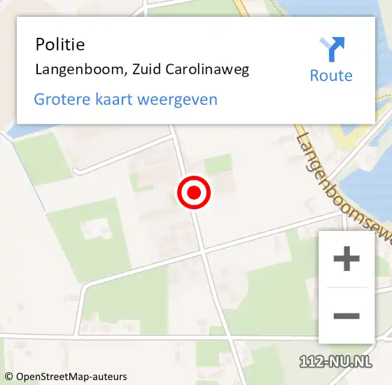 Locatie op kaart van de 112 melding: Politie Langenboom, Zuid Carolinaweg op 8 september 2023 17:36