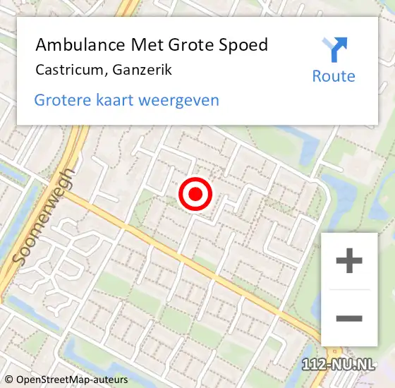 Locatie op kaart van de 112 melding: Ambulance Met Grote Spoed Naar Castricum, Ganzerik op 8 september 2023 18:44