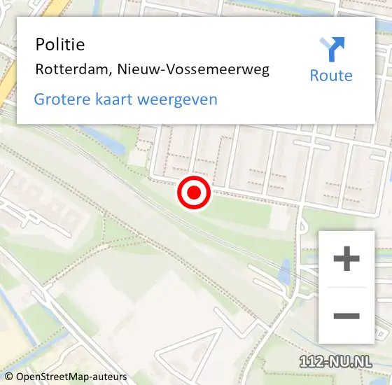 Locatie op kaart van de 112 melding: Politie Rotterdam, Nieuw-Vossemeerweg op 8 september 2023 21:24