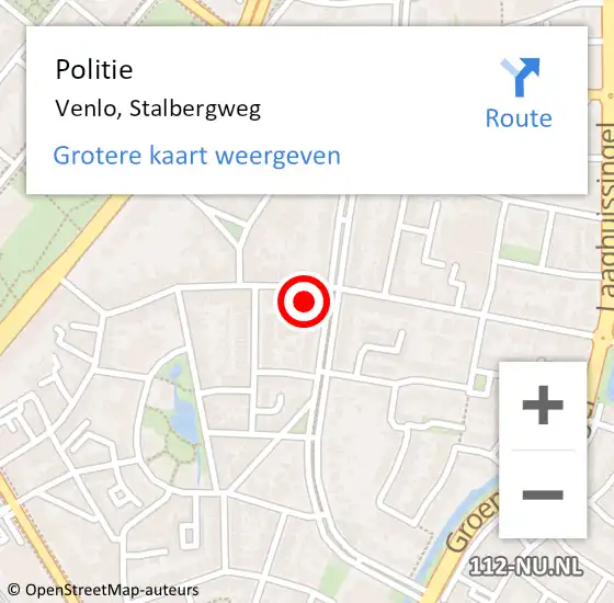 Locatie op kaart van de 112 melding: Politie Venlo, Stalbergweg op 8 september 2023 22:46
