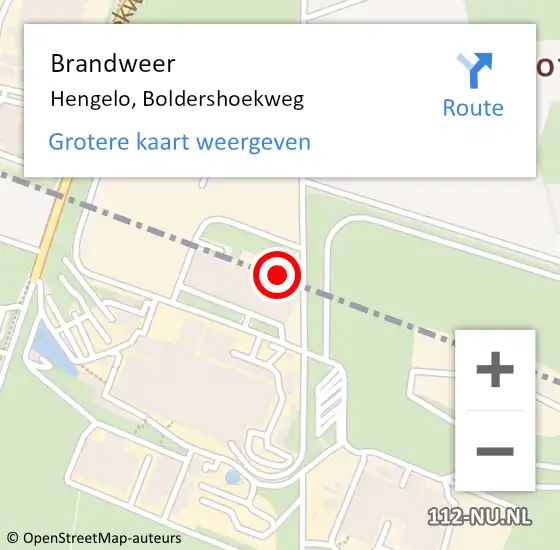 Locatie op kaart van de 112 melding: Brandweer Hengelo, Boldershoekweg op 9 september 2023 00:37