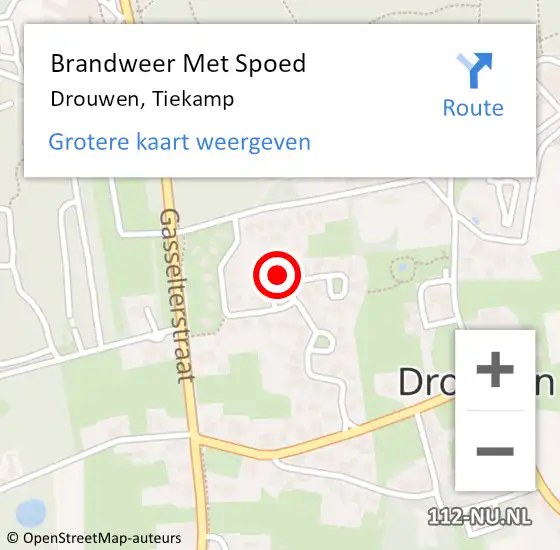 Locatie op kaart van de 112 melding: Brandweer Met Spoed Naar Drouwen, Tiekamp op 9 september 2023 00:53