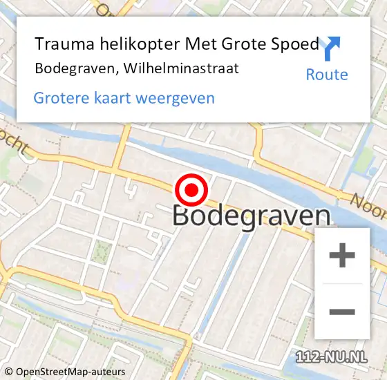 Locatie op kaart van de 112 melding: Trauma helikopter Met Grote Spoed Naar Bodegraven, Wilhelminastraat op 9 september 2023 01:13