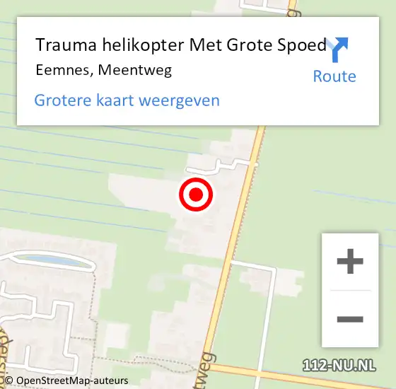Locatie op kaart van de 112 melding: Trauma helikopter Met Grote Spoed Naar Eemnes, Meentweg op 9 september 2023 01:41