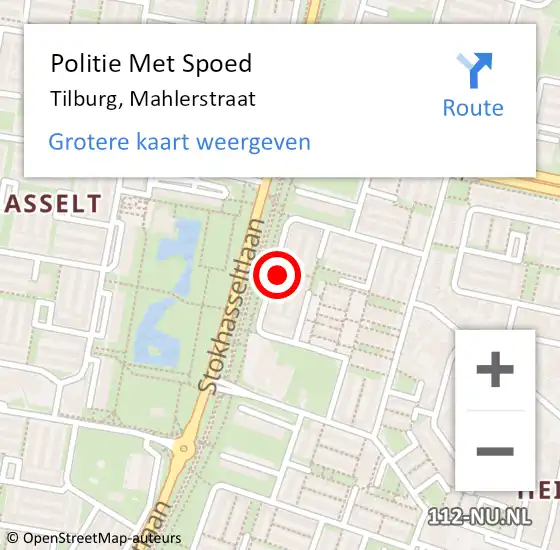 Locatie op kaart van de 112 melding: Politie Met Spoed Naar Tilburg, Mahlerstraat op 9 september 2023 02:50